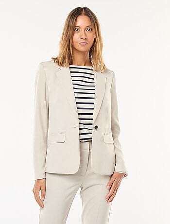 Blazer liso com gola com lapelas