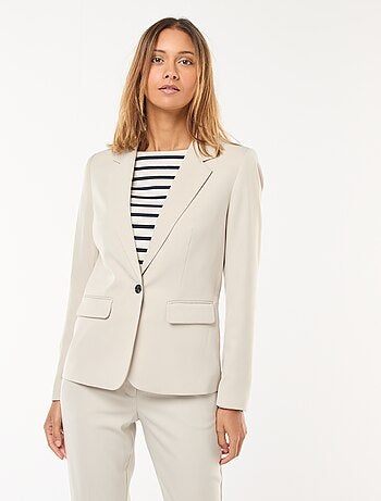 Blazer liso com gola com lapelas