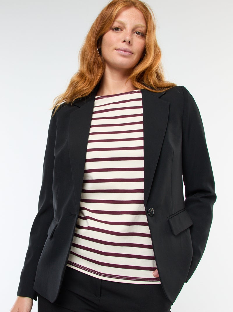 Blazer liso com gola com lapelas Preto - Kiabi