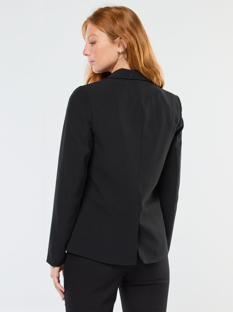 Blazer liso com gola com lapelas Preto - Kiabi