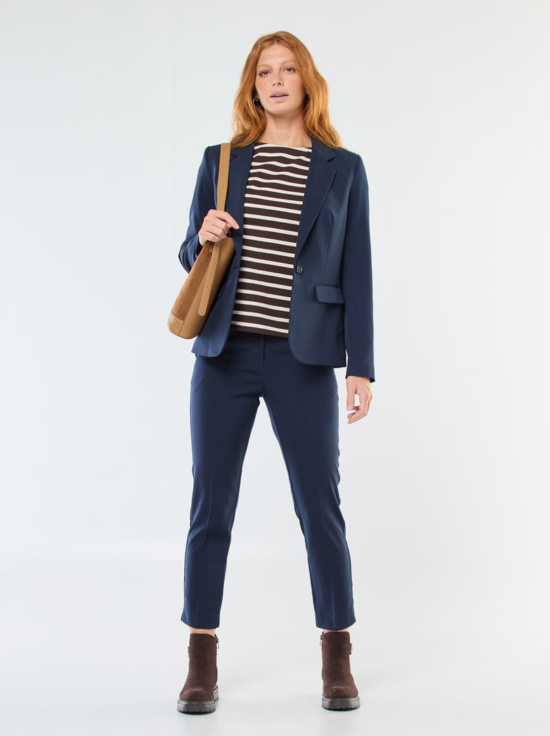 Blazer liso com gola de lapela Azul - Kiabi