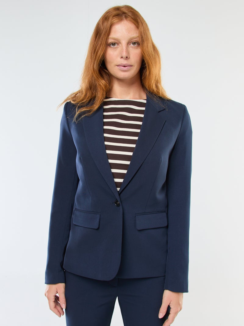 Blazer liso com gola de lapela Azul - Kiabi
