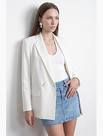 Blazer longo de cetim com gola xale dilvin