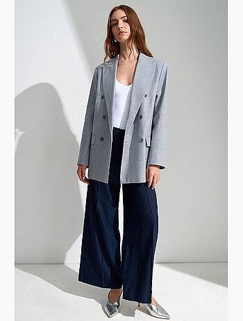 Blazer longo de crepe com gola xale dilvin