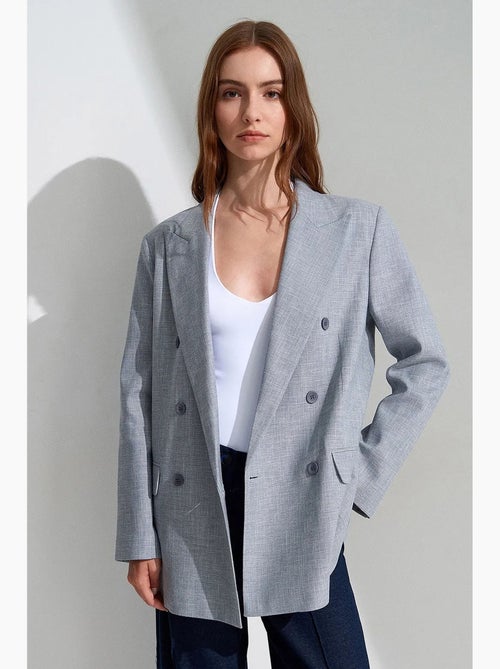 Blazer longo de crepe com gola xale dilvin - Kiabi Blazer longo de crepe com gola xale dilvin - Kiabi
