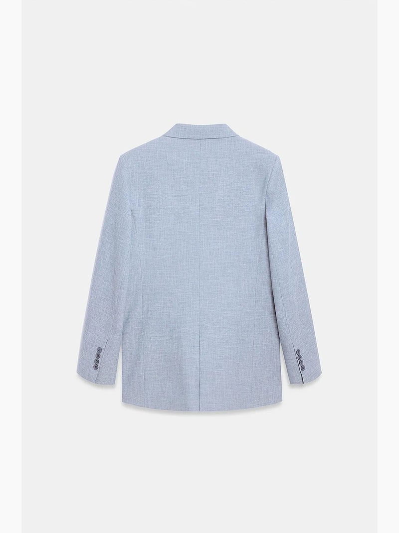 Blazer longo de crepe com gola xale dilvin Azul-pastel - Kiabi