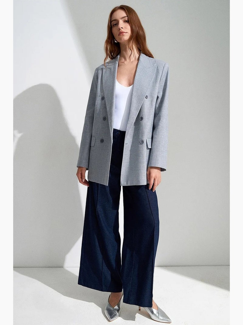 Blazer longo de crepe com gola xale dilvin Azul-pastel - Kiabi