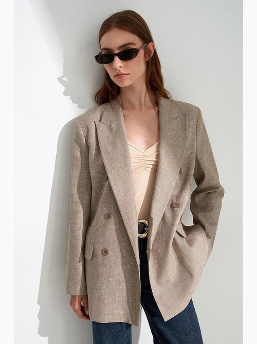 Blazer longo de crepe com gola xale dilvin - Kiabi Blazer longo de crepe com gola xale dilvin - Kiabi