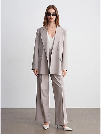 Blazer longo de crepe com gola xale dilvin