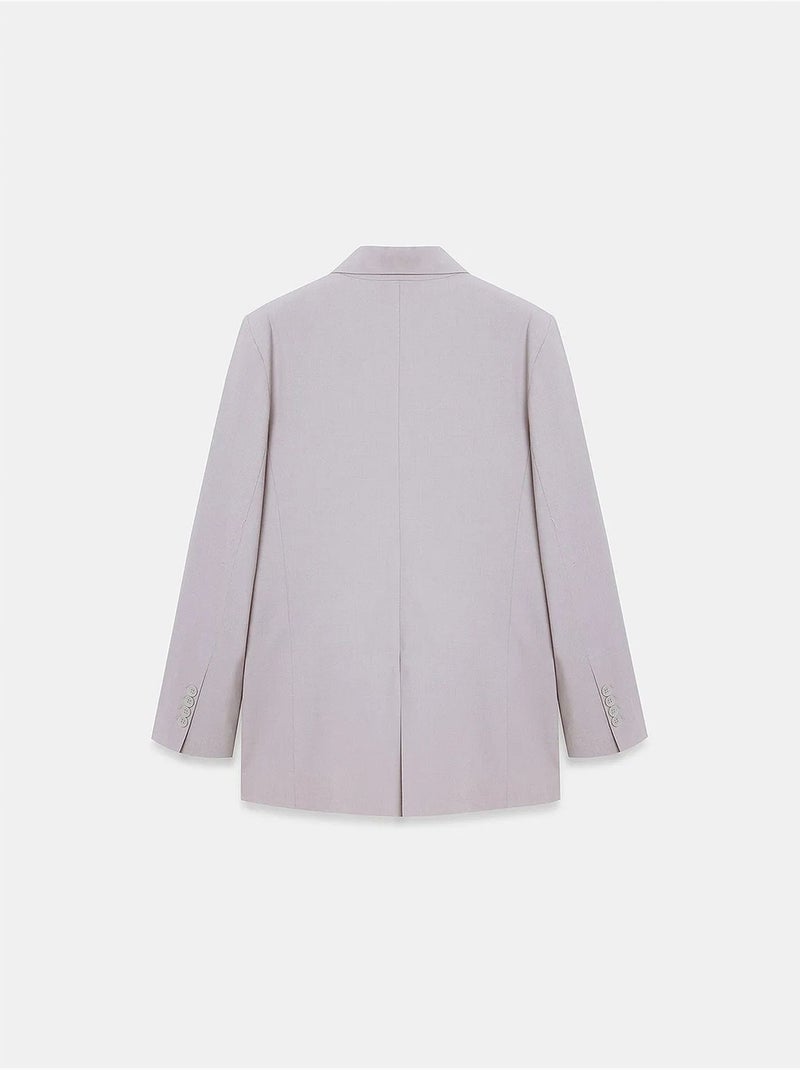 Blazer longo de crepe com gola xale dilvin Cinza claro - Kiabi