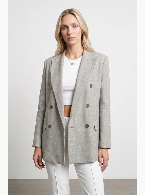 Blazer longo de crepe com gola xale dilvin - Kiabi Blazer longo de crepe com gola xale dilvin - Kiabi