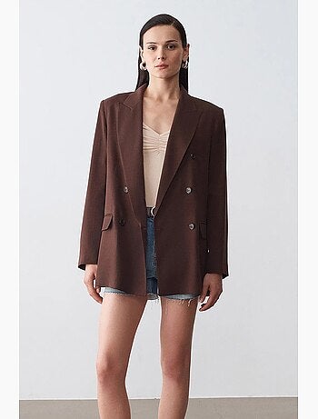 Blazer longo de tencel com gola xale dilvin