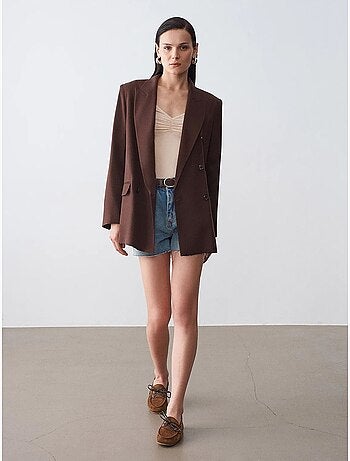 Blazer longo de tencel com gola xale dilvin
