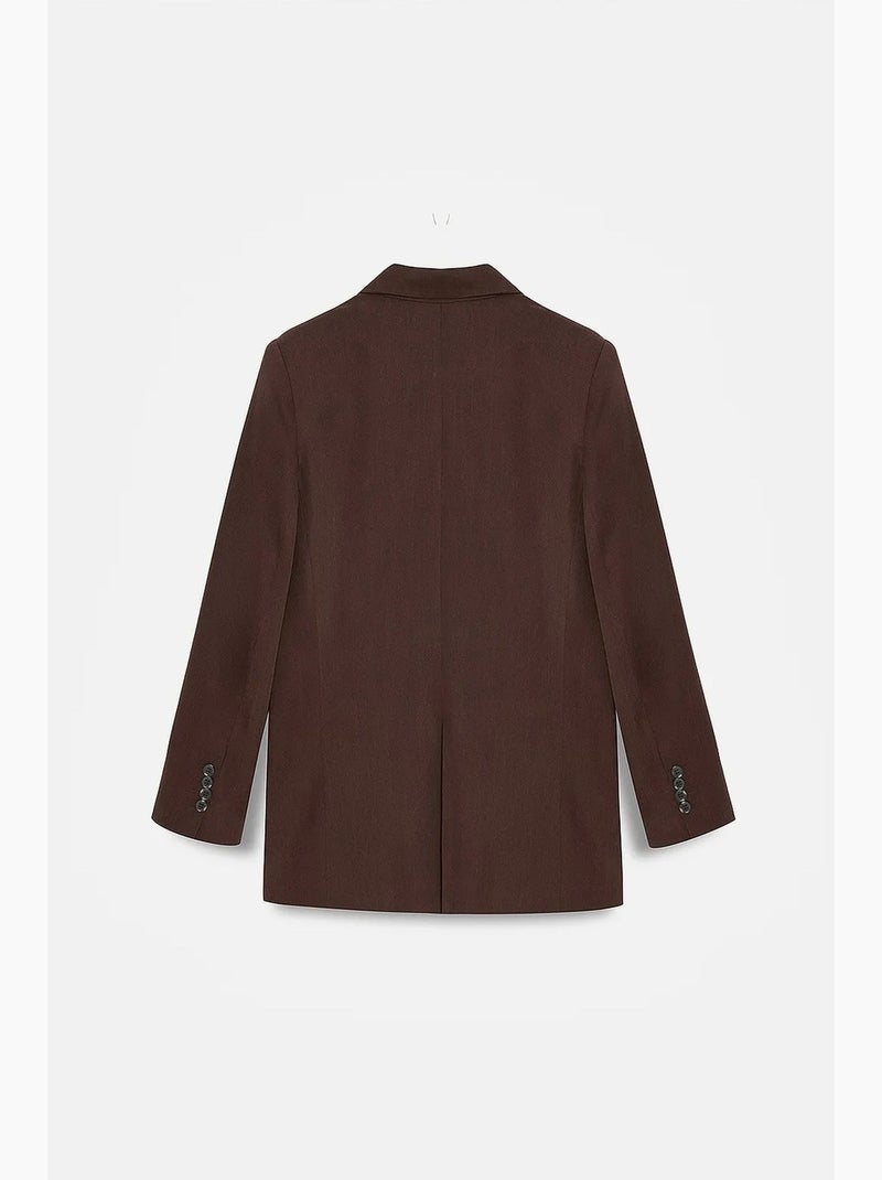 Blazer longo de tencel com gola xale dilvin Castanho-chocolate - Kiabi