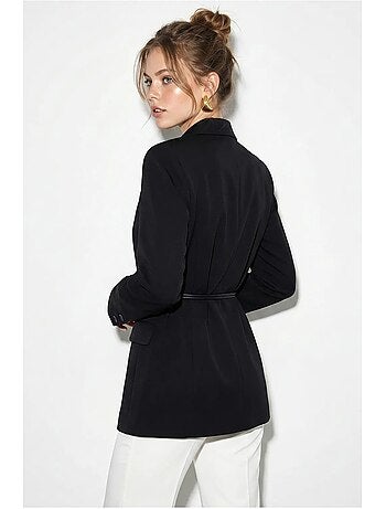Blazer longo em crepe com gola xale lucci