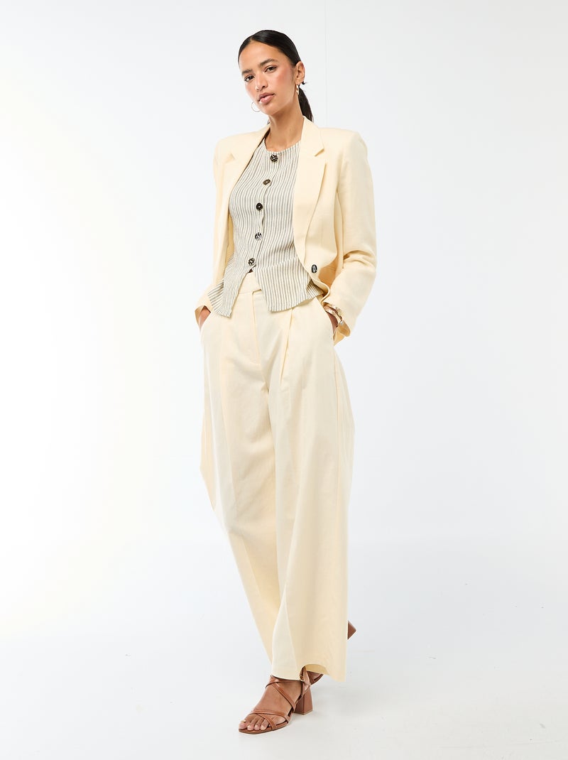 Blazer Meio Comprido Bege - Kiabi