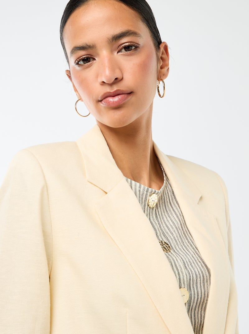 Blazer Meio Comprido Bege - Kiabi