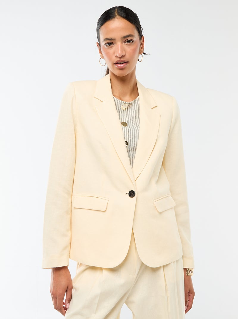 Blazer Meio Comprido Bege - Kiabi