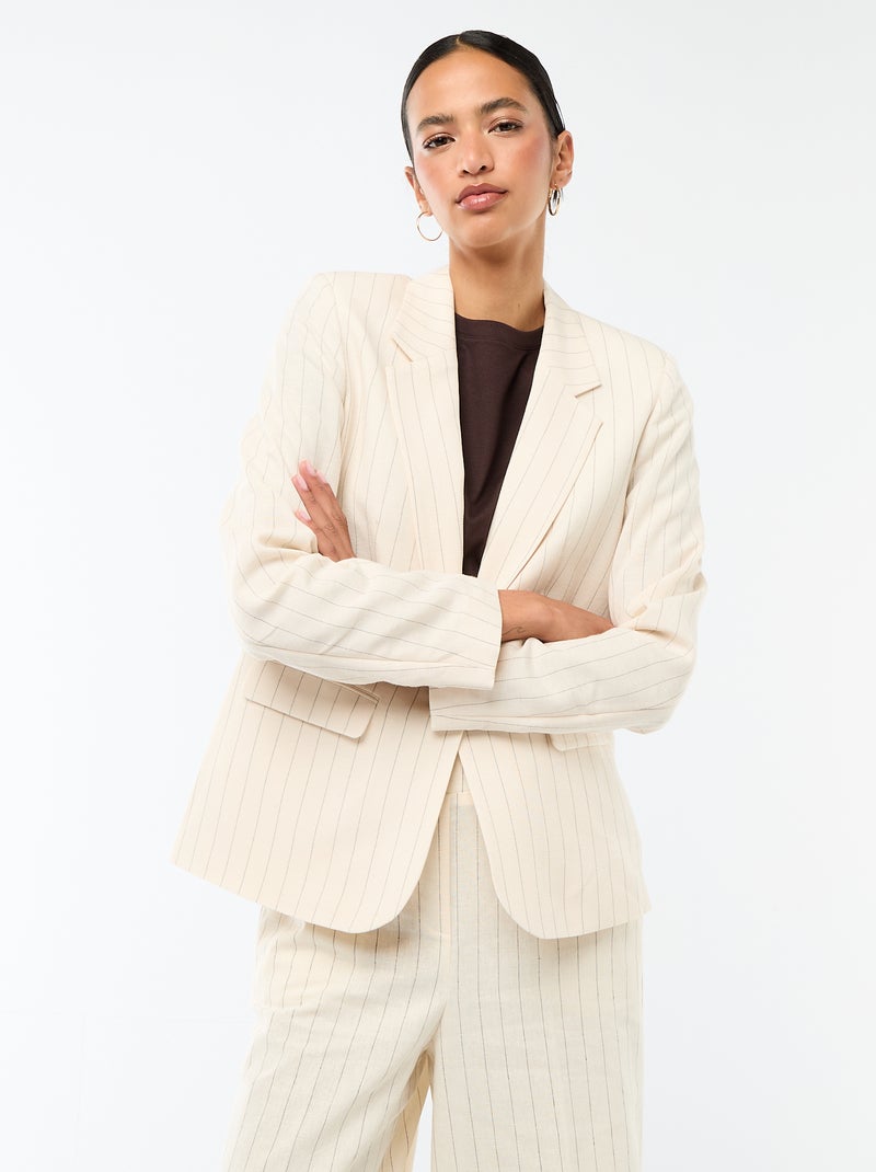 Blazer Meio Comprido Bege - Kiabi