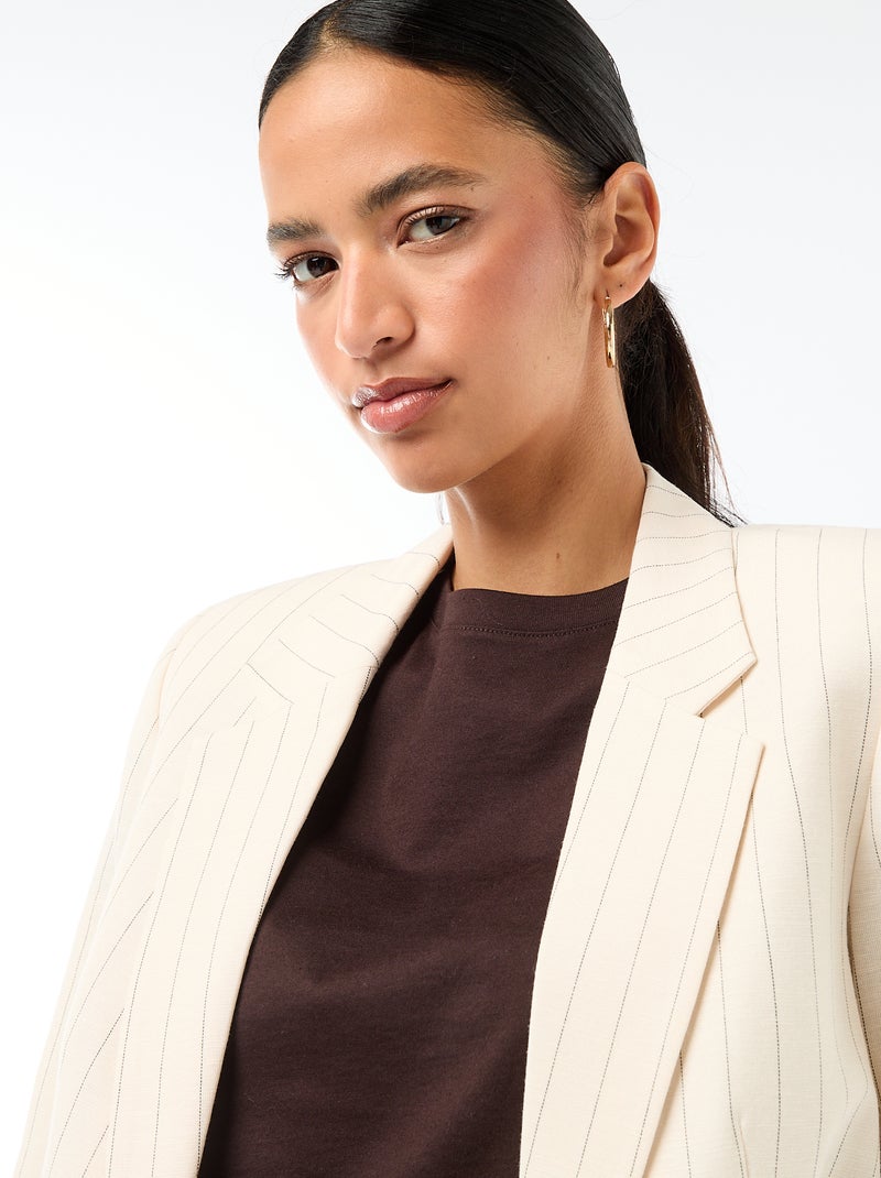 Blazer Meio Comprido Bege - Kiabi