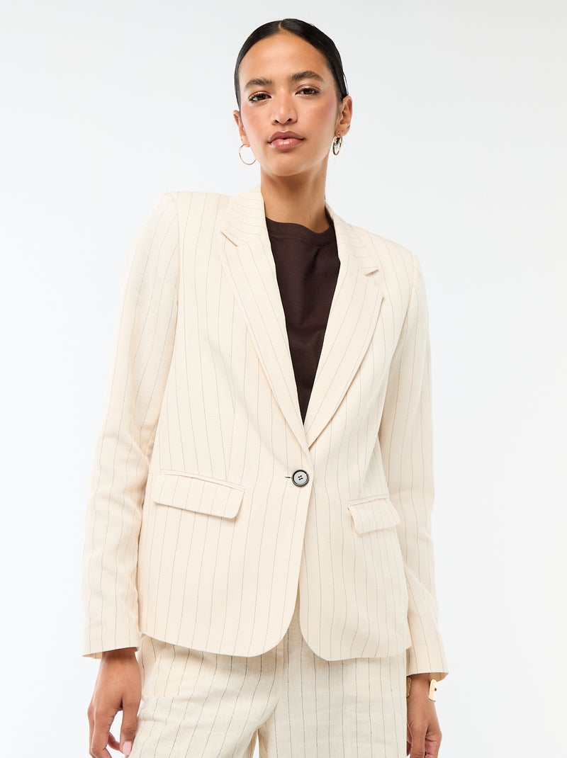 Blazer Meio Comprido Bege - Kiabi