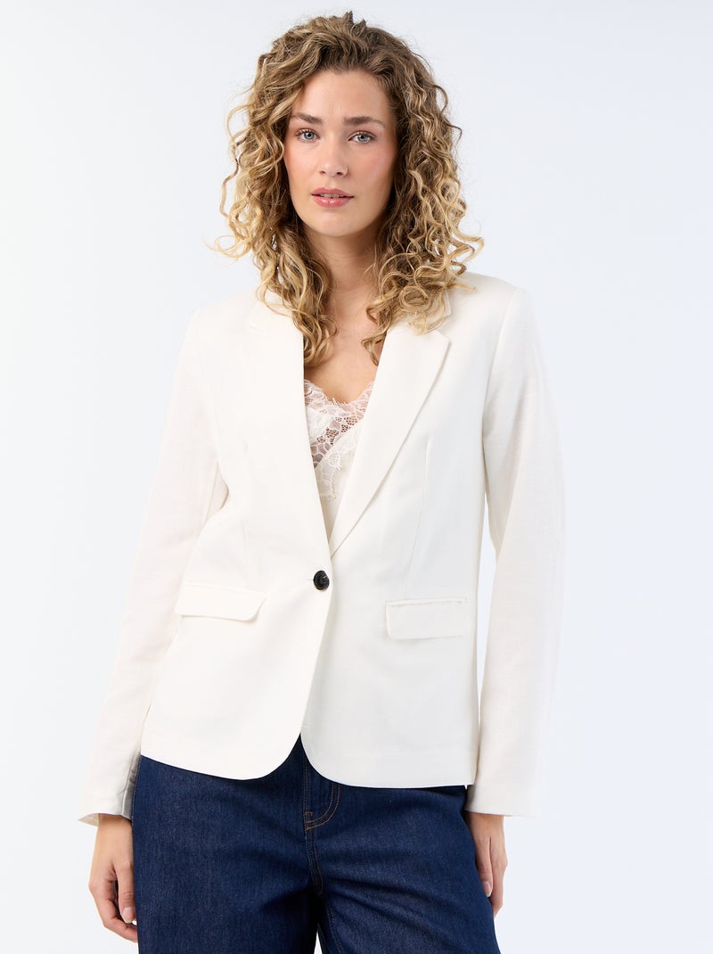 Blazer Meio Comprido Branco - Kiabi