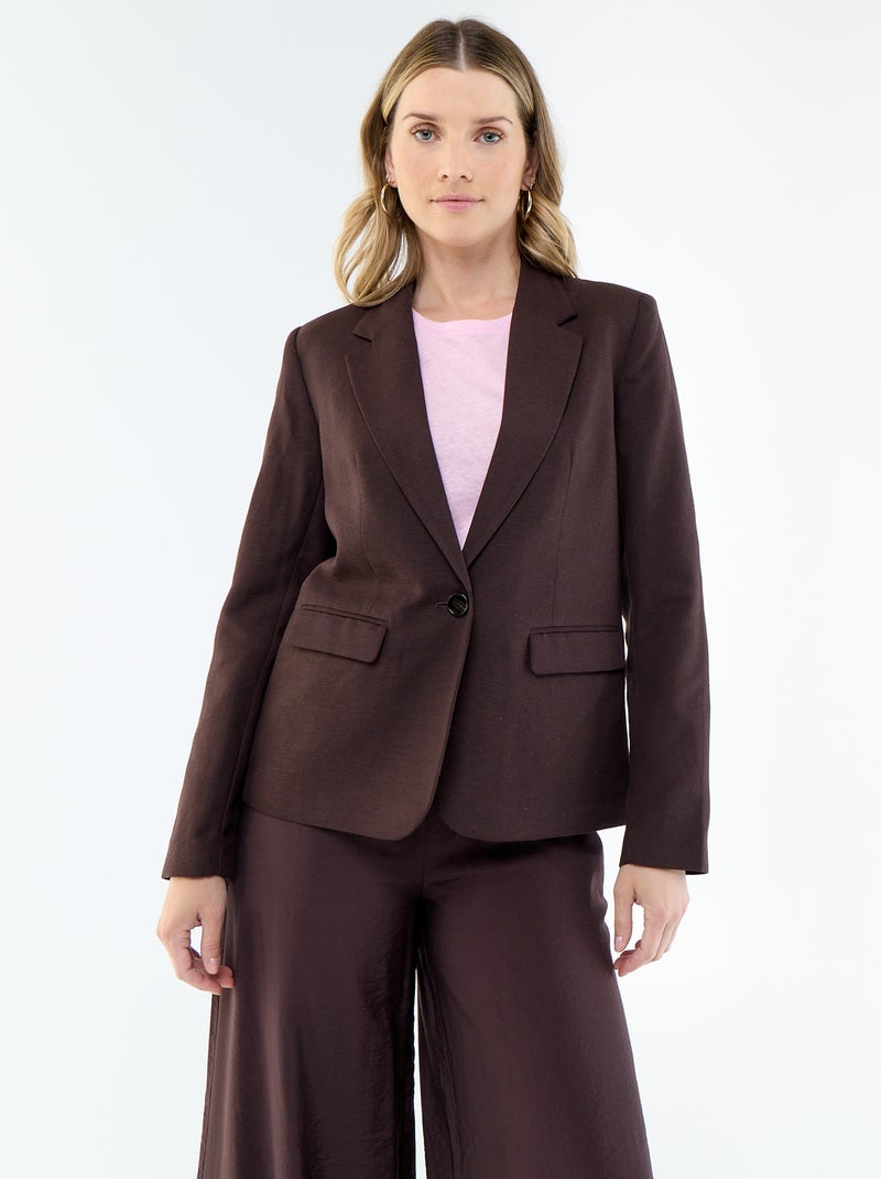 Blazer Meio Comprido Castanho - Kiabi