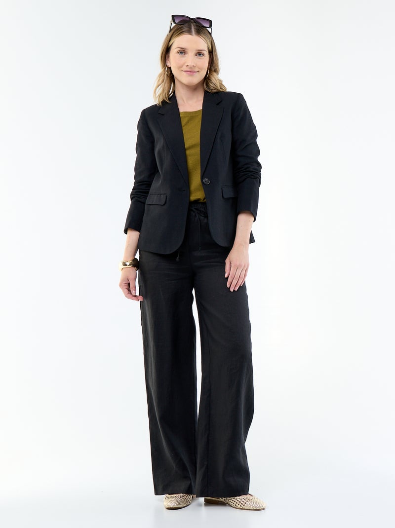 Blazer Meio Comprido Preto - Kiabi