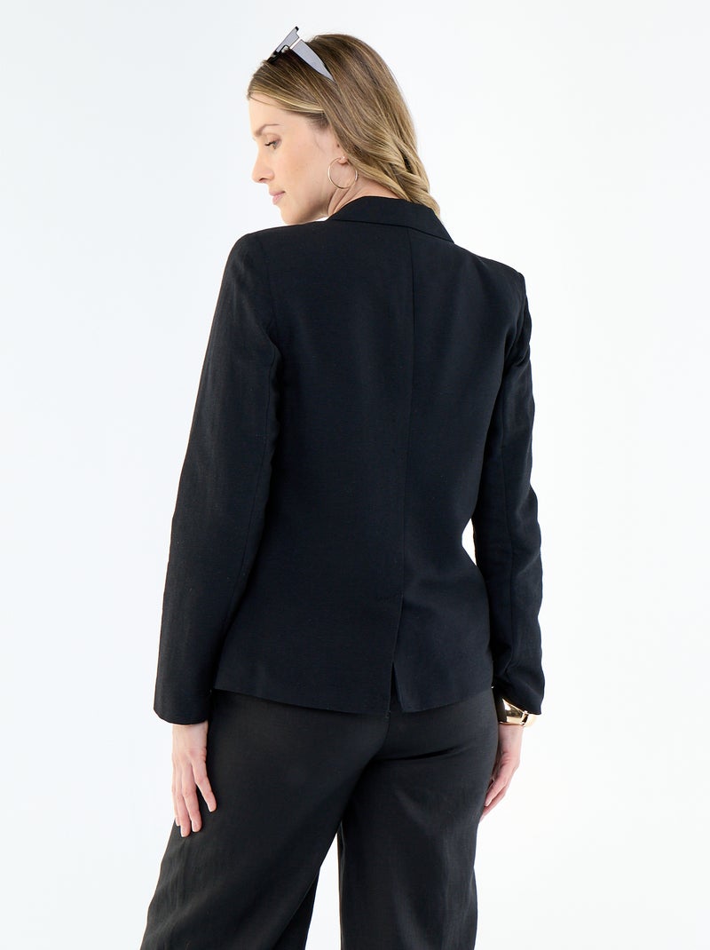 Blazer Meio Comprido Preto - Kiabi