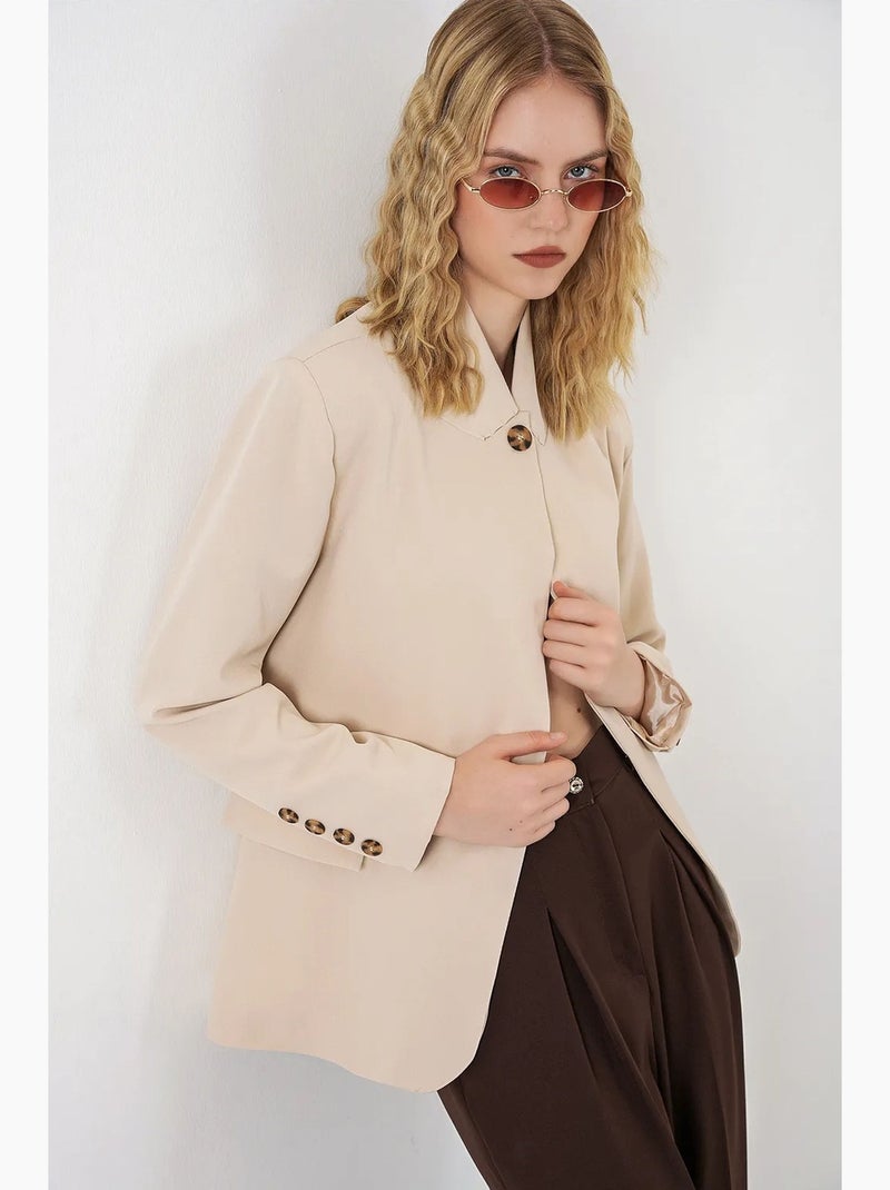 Blazer oversize com gola xaile bdart Bege-argila - Kiabi