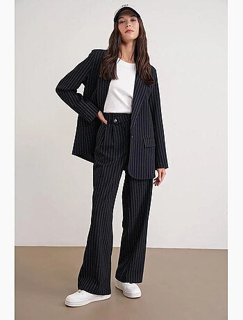 Blazer oversized às riscas mixray