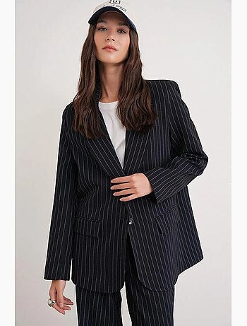 Blazer oversized às riscas mixray