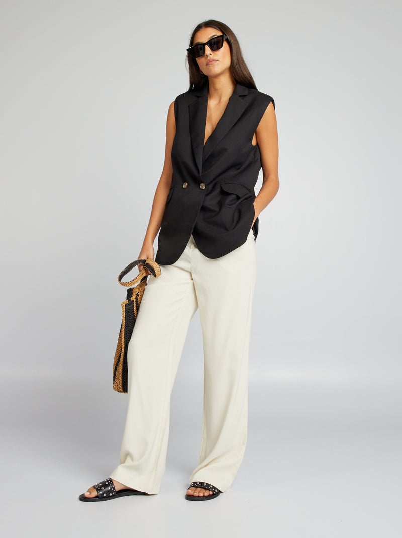 Blazer sem mangas semi-comprido Preto - Kiabi