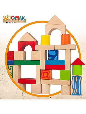Blocos de construção de madeira 50 peças woomax