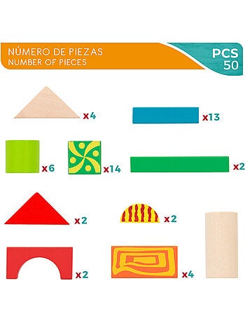 Blocos de construção de madeira 50 peças woomax