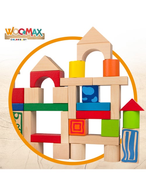 Blocos de construção de madeira 50 peças woomax - Kiabi Blocos de construção de madeira 50 peças woomax - Kiabi
