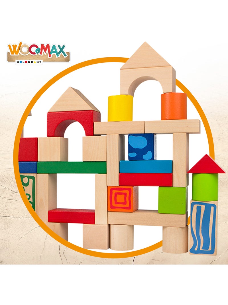 Blocos de construção de madeira 50 peças woomax N/D - Kiabi