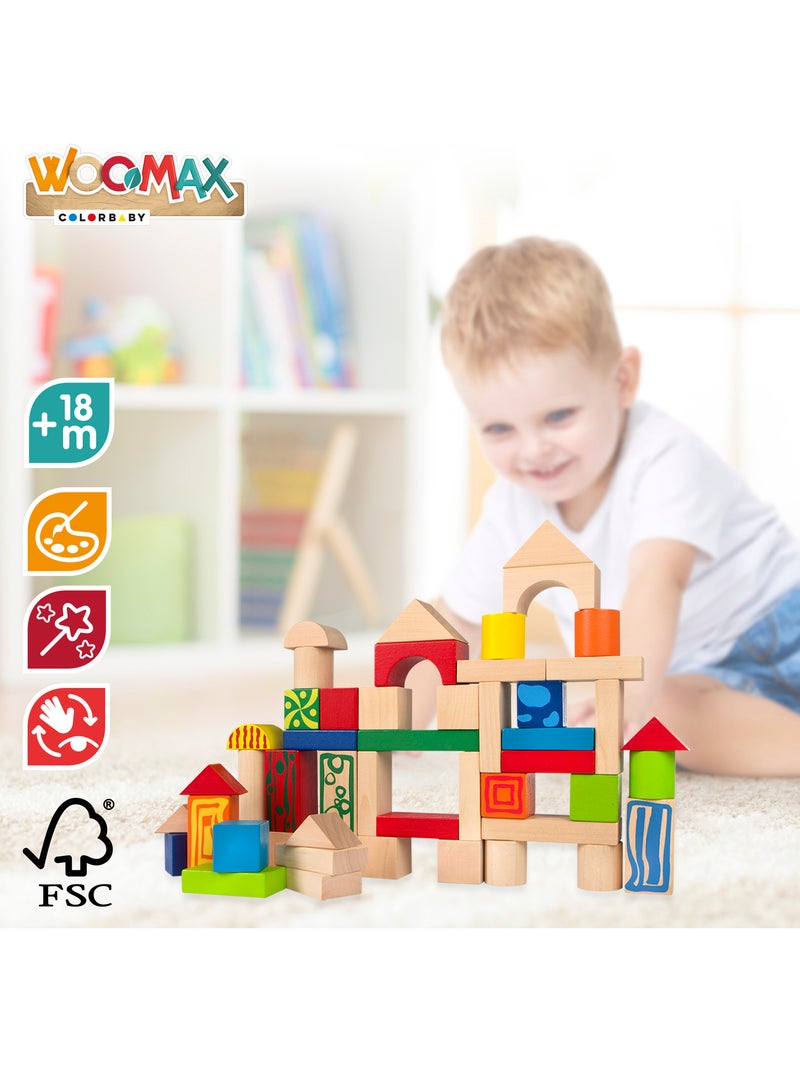 Blocos de construção de madeira 50 peças woomax N/D - Kiabi