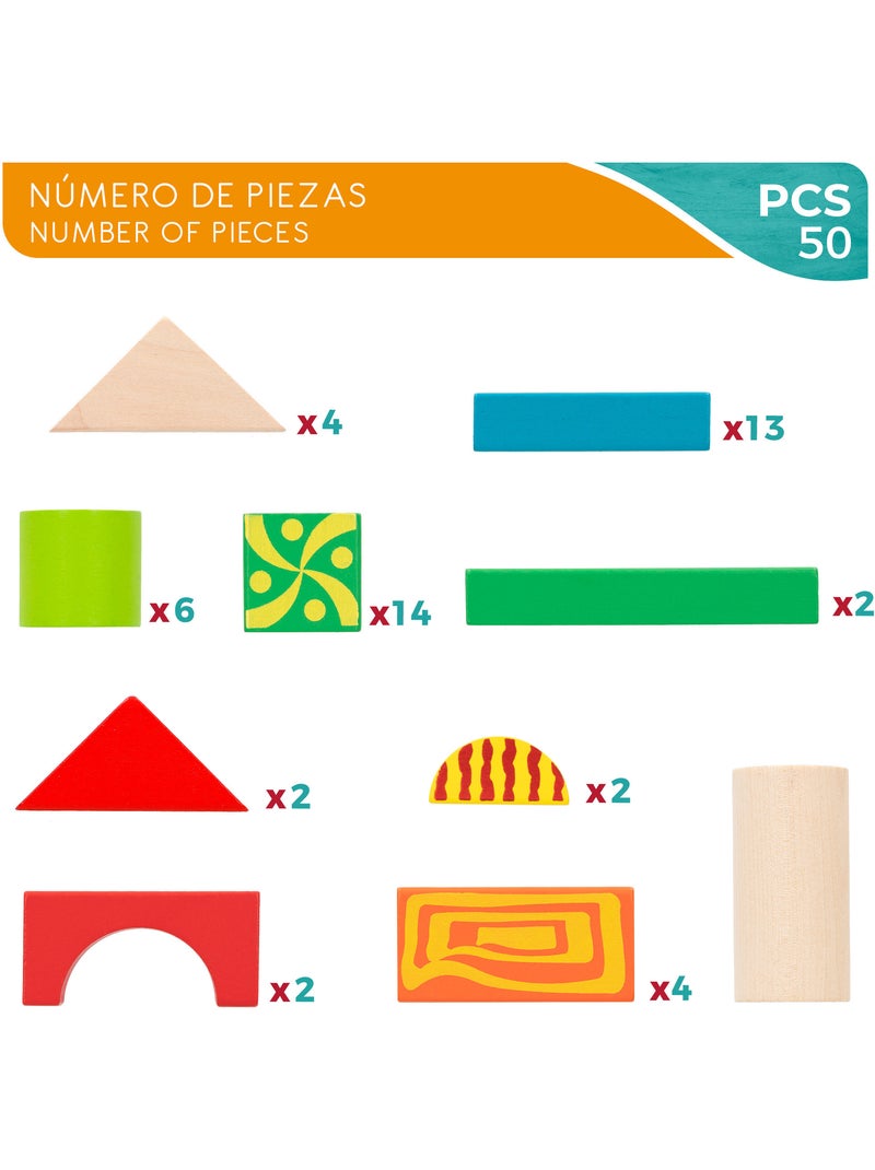 Blocos de construção de madeira 50 peças woomax N/D - Kiabi