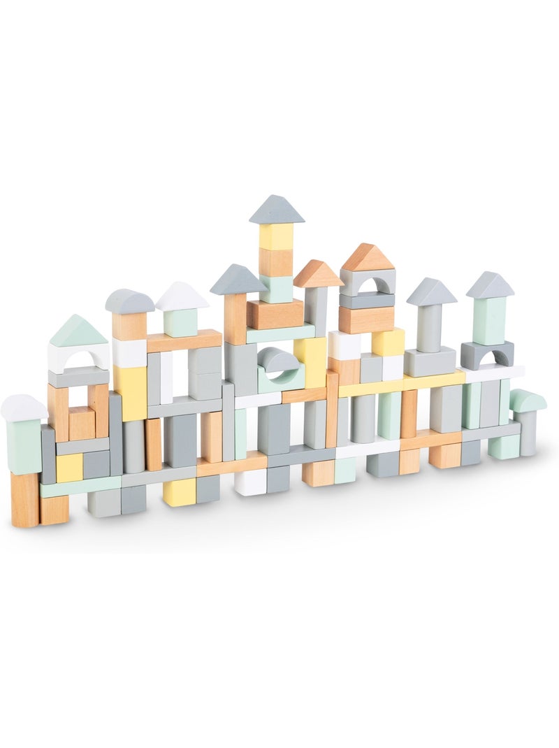 Blocos de construcao madeira infantil 100 pecas brinquedo aprendizagem mamabrum N/D - Kiabi