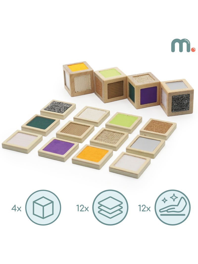 Blocos sensoriais madeira infantil 5x5cm 4 cubos 12 pecas mamabrum N/D - Kiabi