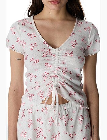 Blossom pointel t-shirt de pijama floral de manga curta penti
