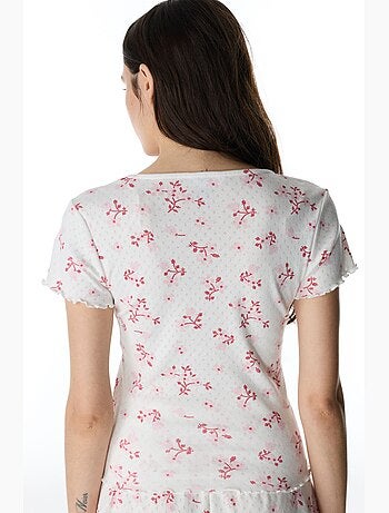 Blossom pointel t-shirt de pijama floral de manga curta penti