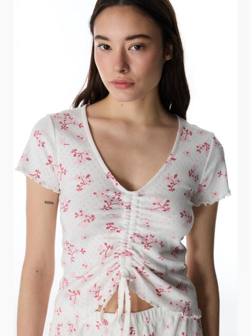 Blossom pointel t-shirt de pijama floral de manga curta penti - Kiabi