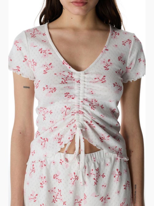 Blossom pointel t-shirt de pijama floral de manga curta penti - Kiabi