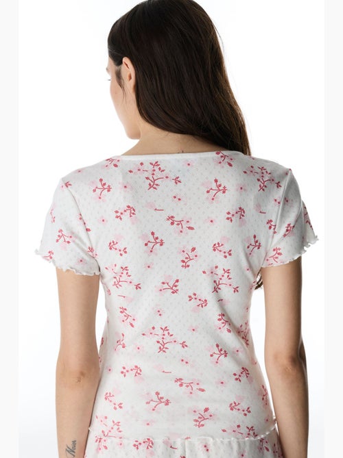 Blossom pointel t-shirt de pijama floral de manga curta penti - Kiabi