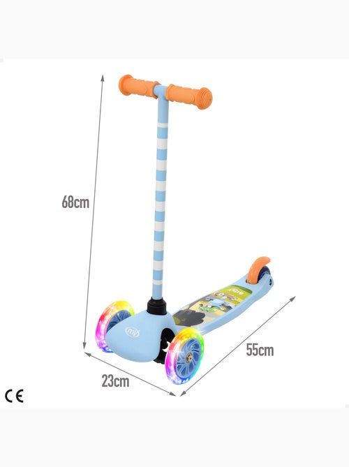 Bluey scooter de 3 rodas, 55x23x68 cm, máx. 20 kg, com luzes e freios - Kiabi Bluey scooter de 3 rodas, 55x23x68 cm, máx. 20 kg, com luzes e freios - Kiabi