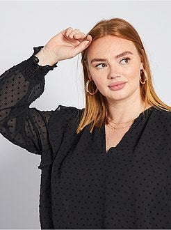 Blusa a ponto cheio e folhos - Kiabi