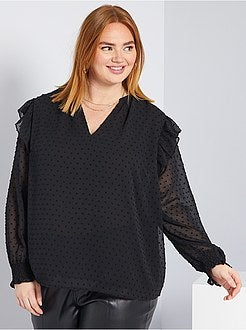 Blusa a ponto cheio e folhos - Kiabi