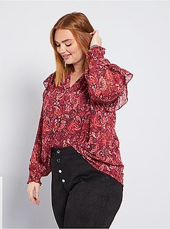 Blusa a ponto cheio e folhos - Kiabi